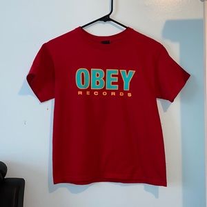 medium red obey tshirt